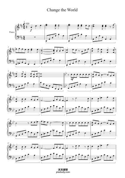 “Change the World”钢琴谱-Arranged by Aidan Kram-免费下载-天天钢琴