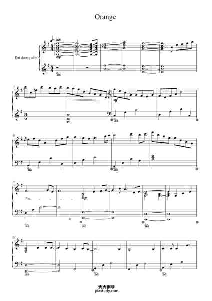 “Orange”钢琴谱-Arrangement by Fonzi M                  
 Transcribed by N.QuangTrung2005-免费下载-天天钢琴