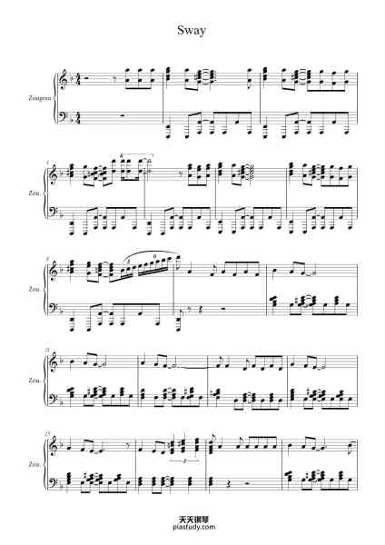 “Sway”钢琴谱-Dean Martin-免费下载-天天钢琴