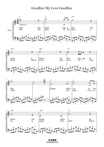 “Goodbye My Love Goodbye”钢琴谱-Demis Roussos-免费下载-天天钢琴
