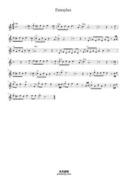 “Emoções”钢琴谱-Style: Swing
Voice: Sax Alt-免费下载-天天钢琴