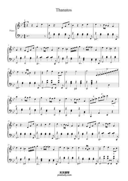 “Thanatos”钢琴谱-Akira Yamaoka-免费下载-天天钢琴