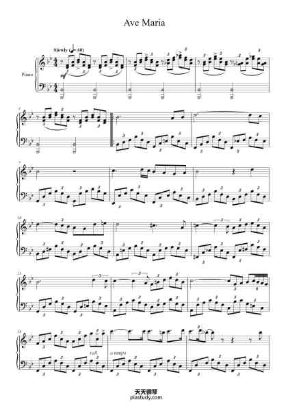 “Ave Maria, D. 839”钢琴谱-Music by FRANZ SCHUBERT Adaption and Arrangement by OLIVIER TOUSSAINT and GERARD SALESSES-免费下载-天天钢琴