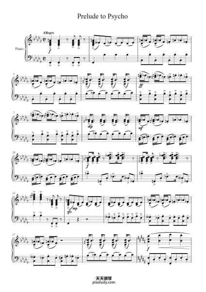 “Prelude to Psycho”钢琴谱-Bernard Herman-免费下载-天天钢琴