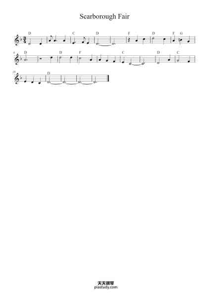 “Scarborough Fair”钢琴谱-Misc Traditional-免费下载-天天钢琴