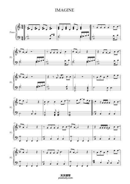 “IMAGINE”钢琴谱-JHON LENNON-免费下载-天天钢琴