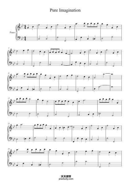 “Pure Imagination”钢琴谱-Leslie Bricusse and Anthony Newley-免费下载-天天钢琴