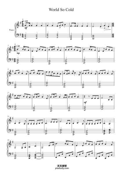 “World So Cold”钢琴谱-Composed by 12 Stones Transcribed by Diana Popa-免费下载-天天钢琴