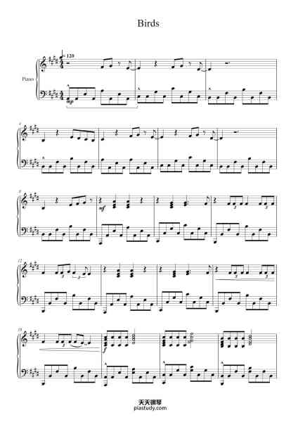 “Birds”钢琴谱-Bumie Dorion-免费下载-天天钢琴