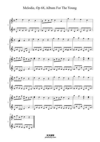 “Album for the Young, Op. 68: No. 1, Melodie”钢琴谱-Robert Schumann-免费下载-天天钢琴
