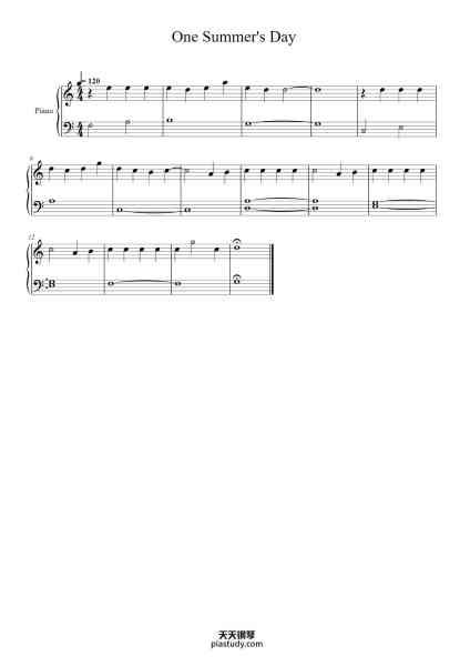 “Spirited Away – One Summer's Day”钢琴谱-Joe Hisaishi-免费下载-天天钢琴