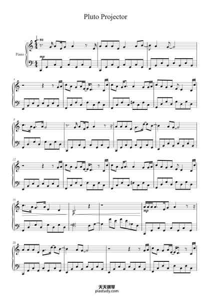 “Pluto Projector”钢琴谱-Rex Orange County
Arr. Rose McConnell-免费下载-天天钢琴