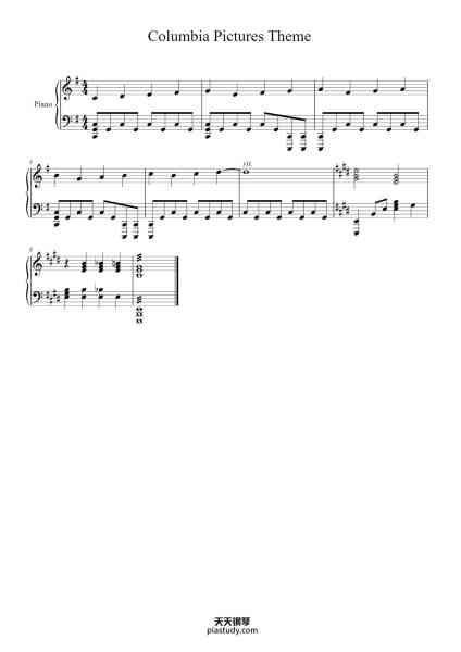 “Columbia Pictures Theme”钢琴谱-Arr. Nathan Beverage-免费下载-天天钢琴