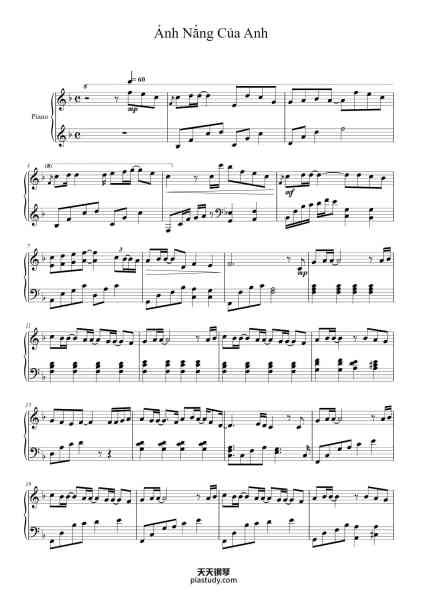 “Ánh Nắng Của Anh”钢琴谱-Paray-免费下载-天天钢琴