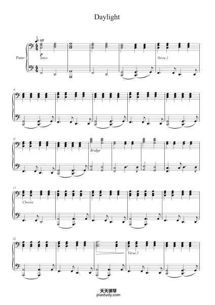 “Daylight”钢琴谱-David Kushner-免费下载-天天钢琴