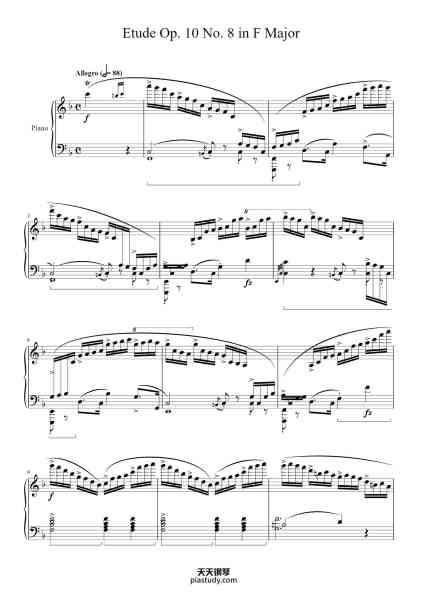 “Étude Op. 10 No. 8 in F Major”钢琴谱-Frédéric François Chopin
(1810 - 1849)-免费下载-天天钢琴