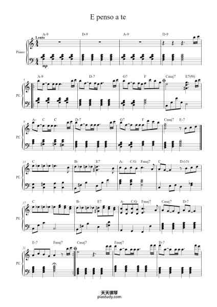“E penso a te”钢琴谱-Arr.G.Guerretti-免费下载-天天钢琴