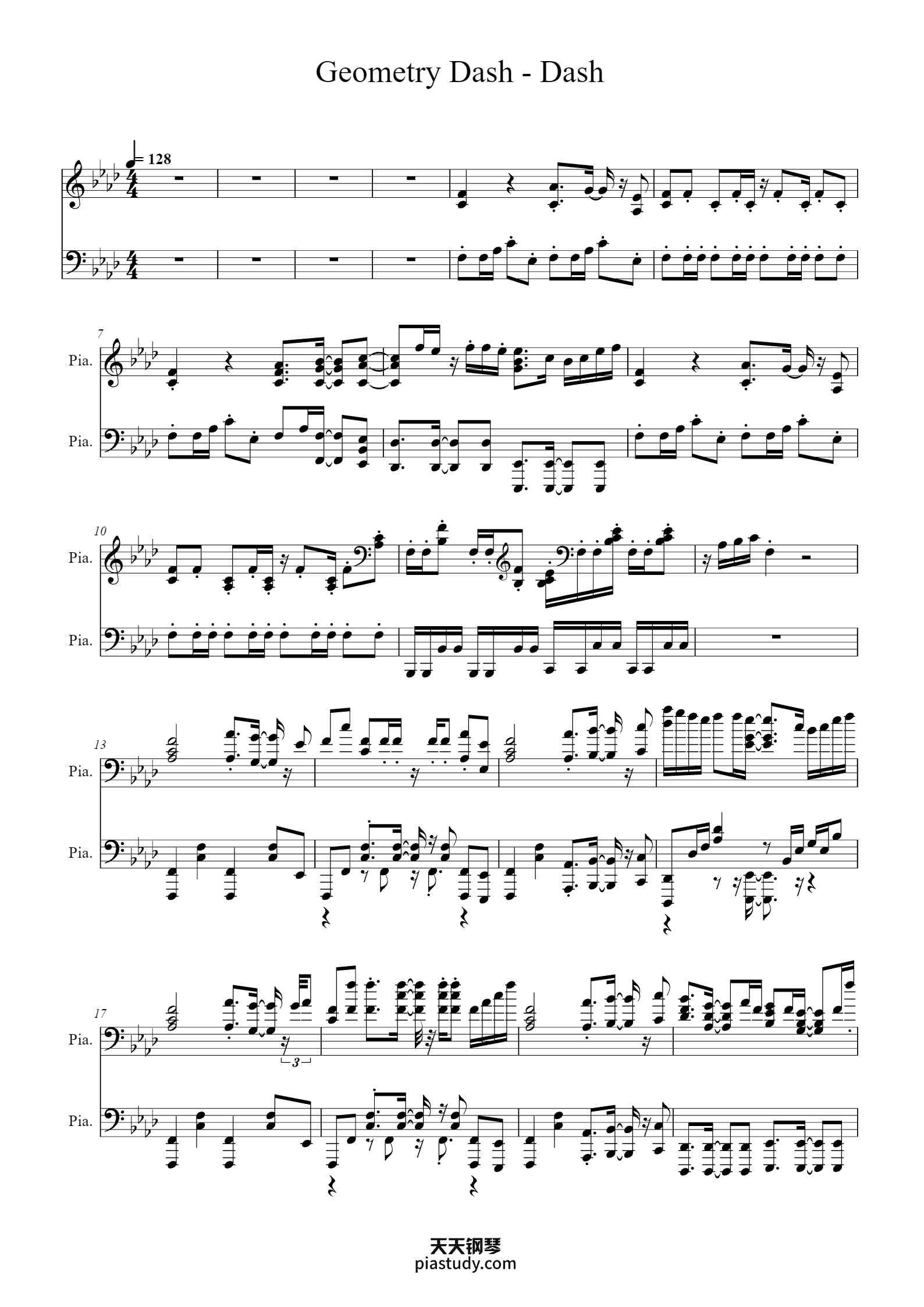 'Geometry Dash - Dash' - Piano Sheet Music By xxx | TOPiano