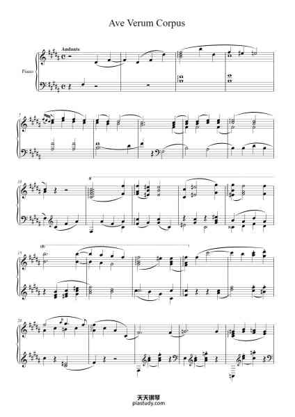 “Ave Verum Corpus, K. 618”钢琴谱-(Mozart/Liszt)-免费下载-天天钢琴