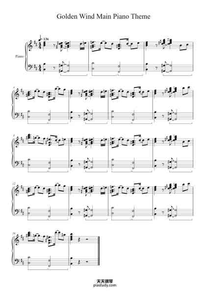 “Golden Wind Main Piano Theme”钢琴谱-Yugo Kanno-免费下载-天天钢琴