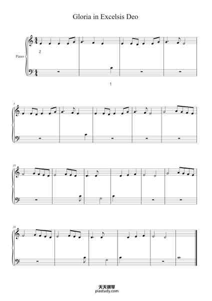 “Gloria in Excelsis Deo”钢琴谱-arr. Y. vd Berg-免费下载-天天钢琴