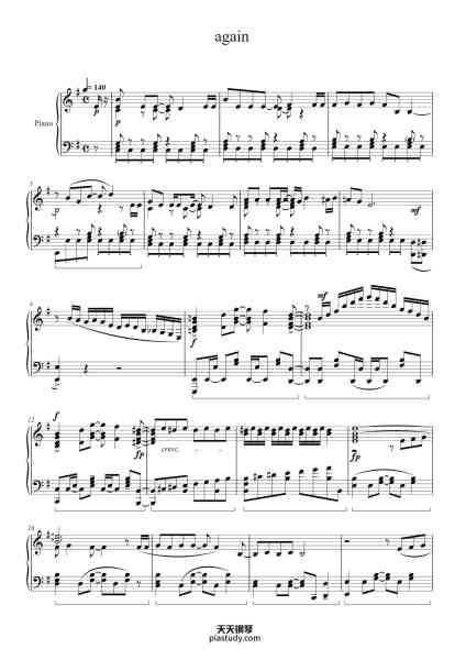 “again”钢琴谱-Original music by Yui
Piano arrangement by Animenz-免费下载-天天钢琴