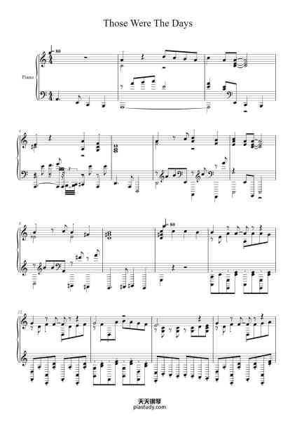 “Those Were The Days”钢琴谱-Mary Hopkin-免费下载-天天钢琴