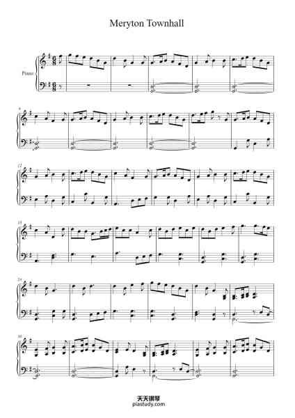 “Meryton Townhall”钢琴谱-By Henry Purcell Adapted and Arranged by Dario Marianelli and William Lyons-免费下载-天天钢琴