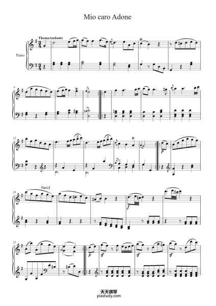 “Mio caro Adone”钢琴谱-W.A.Mozart
KV 180 (1773)-免费下载-天天钢琴