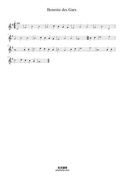 “Bourrée des Gars”钢琴谱-Trad.-免费下载-天天钢琴