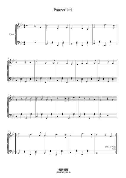 “Panzerlied”钢琴谱-Kurt Whiele-免费下载-天天钢琴