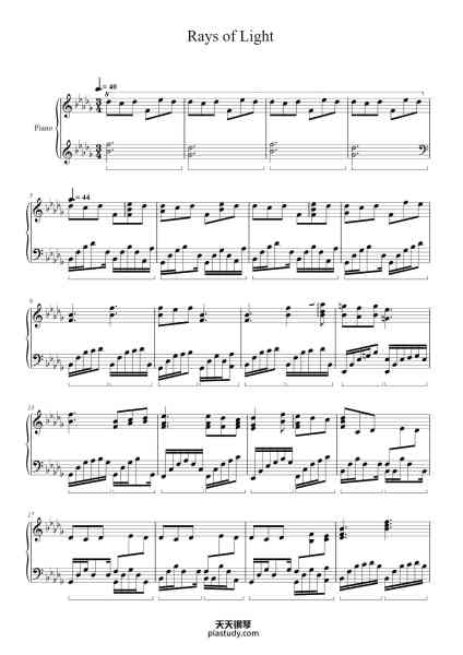 “Rays of Light”钢琴谱-Cover by Rui Ruii Sheets by Bomb & Kou-免费下载-天天钢琴