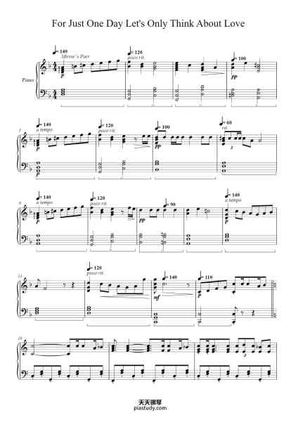 “For Just One Day Let's Only Think About Love”钢琴谱-Rebecca Sugar, Aivi & Surasshu Jon Pumper´s arrangement-免费下载-天天钢琴