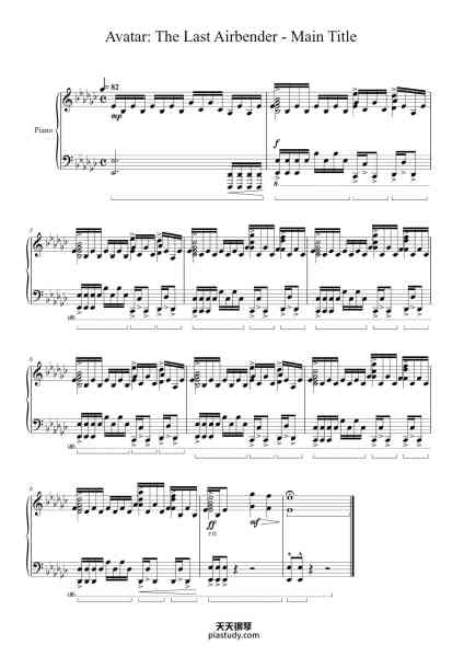 “Avatar: The Last Airbender - Main Title”钢琴谱-Jeremy Zuckerman Arr. for Piano Solo by Jeremy Joseph-免费下载-天天钢琴
