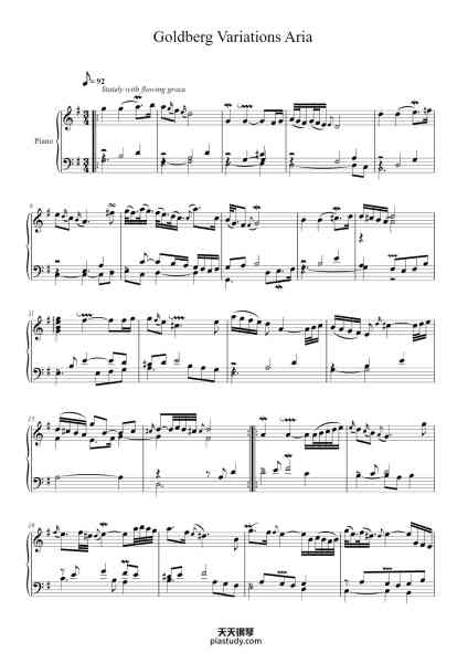 “Goldberg Variations, BWV 988: Aria”钢琴谱-Johann Sebastian Bach-免费下载-天天钢琴