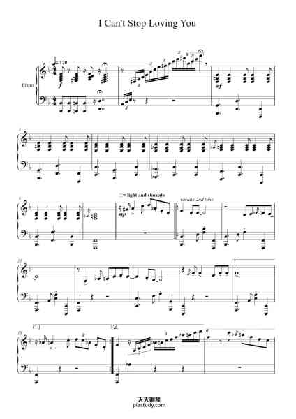 “I Can't Stop Loving You”钢琴谱-Arranged by: Andrew Gregg-免费下载-天天钢琴