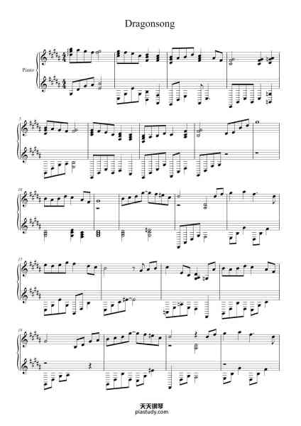 “Dragonsong - Final Fantasy XIV”钢琴谱-Nobuo Uematsu-免费下载-天天钢琴