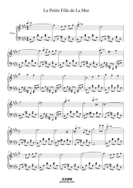 “La Petite Fille de La Mer”钢琴谱-Vangelis-免费下载-天天钢琴