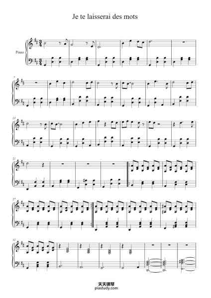 “Je te laisserai des mots”钢琴谱-Patrick Watson-免费下载-天天钢琴