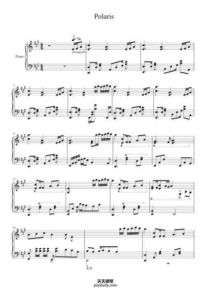“Polaris”钢琴谱-Arranged by AlterVega https://tinyurl.com/AlterVega Original artist: Aimer-免费下载-天天钢琴