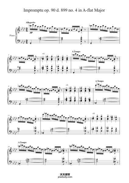 “Impromptu in A-flat Major, Op. 90, D. 899, No. 4”钢琴谱-Franz Schubert-免费下载-天天钢琴
