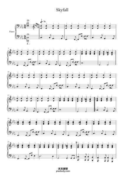 “Skyfall”钢琴谱-Adele-免费下载-天天钢琴