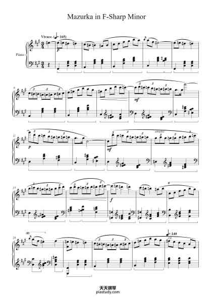 “Mazurka in F-Sharp Minor”钢琴谱-A. Kierszenbaum-免费下载-天天钢琴