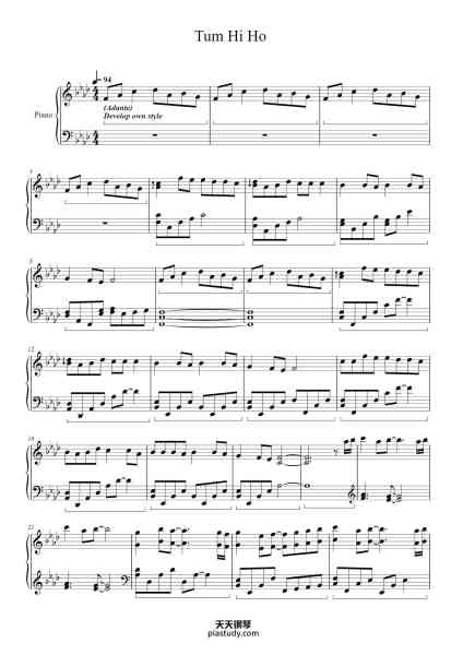 “Tum Hi Ho”钢琴谱-Arranged By: silverfalcon4500-免费下载-天天钢琴