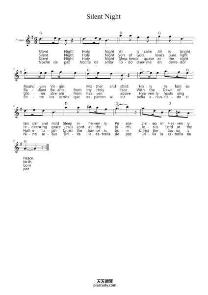 “Silent Night”钢琴谱-Franz Xaver Gruber-免费下载-天天钢琴