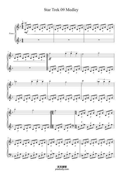 “Star Trek 09 Medley”钢琴谱-Hickstodd Joycedrich-免费下载-天天钢琴