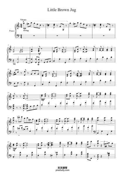“Little Brown Jug”钢琴谱-Originally Composed by Glenn Miller-免费下载-天天钢琴