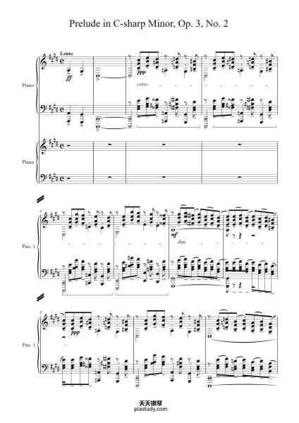 “Prelude in C-sharp minor, Op. 3, No. 2”钢琴谱-К. Рахманинов, соч. 3 № 2-免费下载-天天钢琴