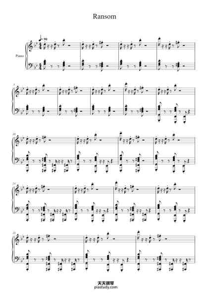 “Ransom”钢琴谱-Lil Tecca Arr. Phillip Long-免费下载-天天钢琴