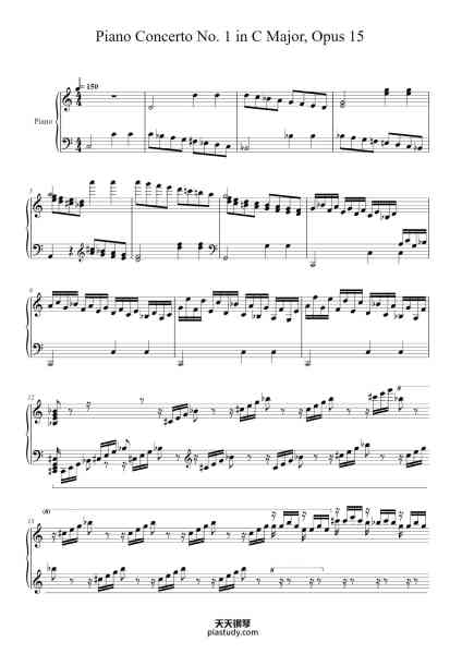 “Piano Concerto No. 1 in C Major, Op. 15: I. Allegro Con Brio - Cadenza”钢琴谱-Ludwig van Beethoven (1770 - 1827)-免费下载-天天钢琴